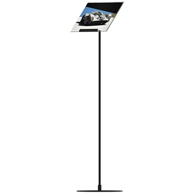 Design Stand. Bodenschild mit 50 Grad Winkelhalter, horizontaler A4-Acrylhalter, schwarz