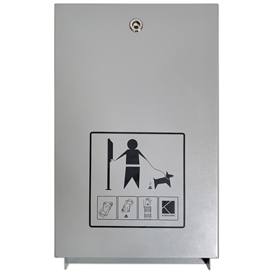 Eco Dispenser for Dogbags, silber, für Hundettüten, mit aufgedrucktem Info