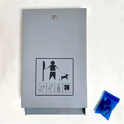 Eco Dispenser for Dogbags, silber, für Hundettüten, mit aufgedrucktem Info